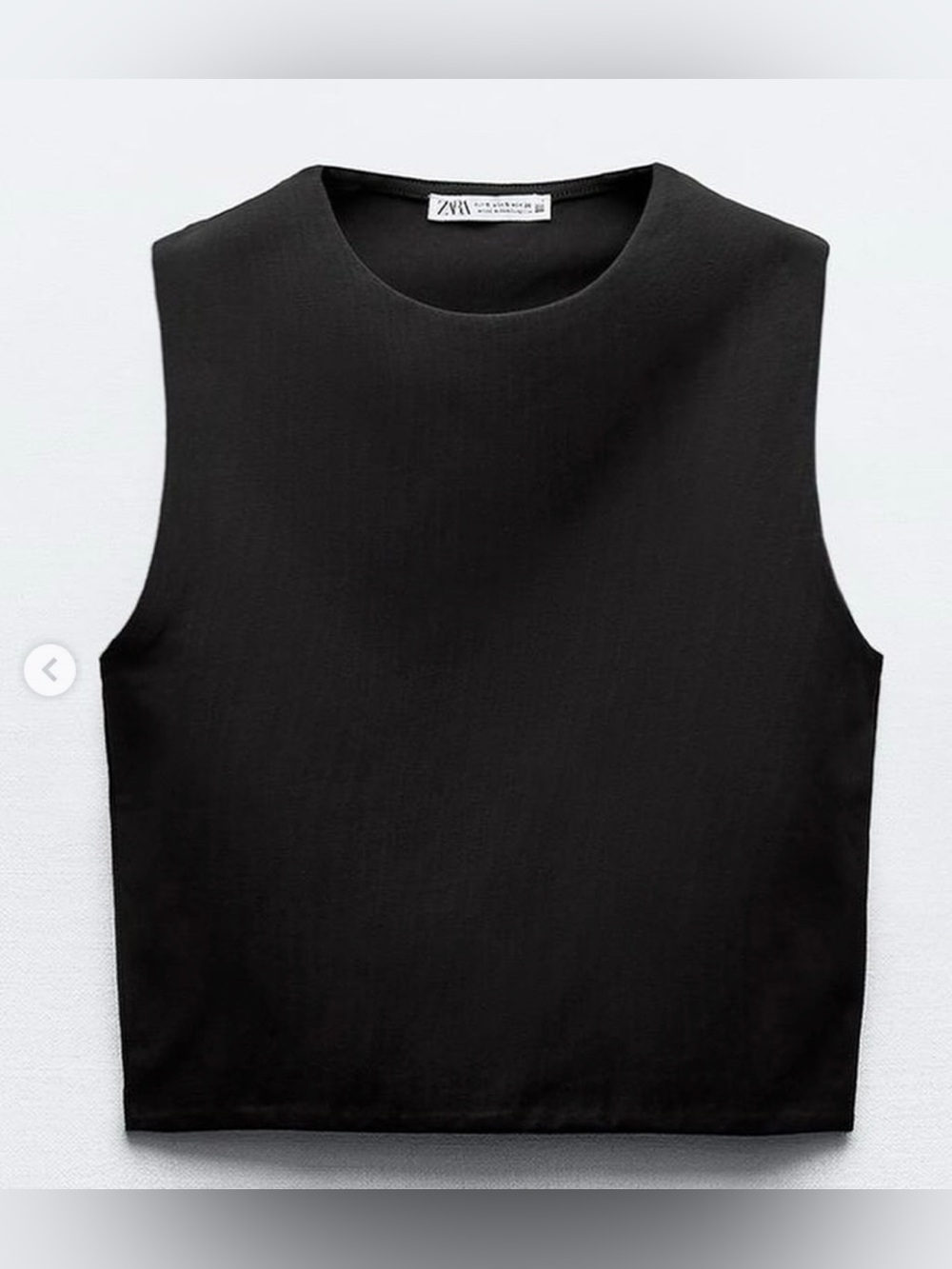 Zara Black Sleeveless Boxy Cropped Tank Top
